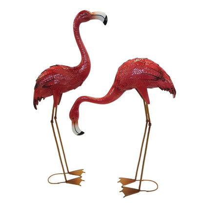 Metal Flamingo Garden Sculpture