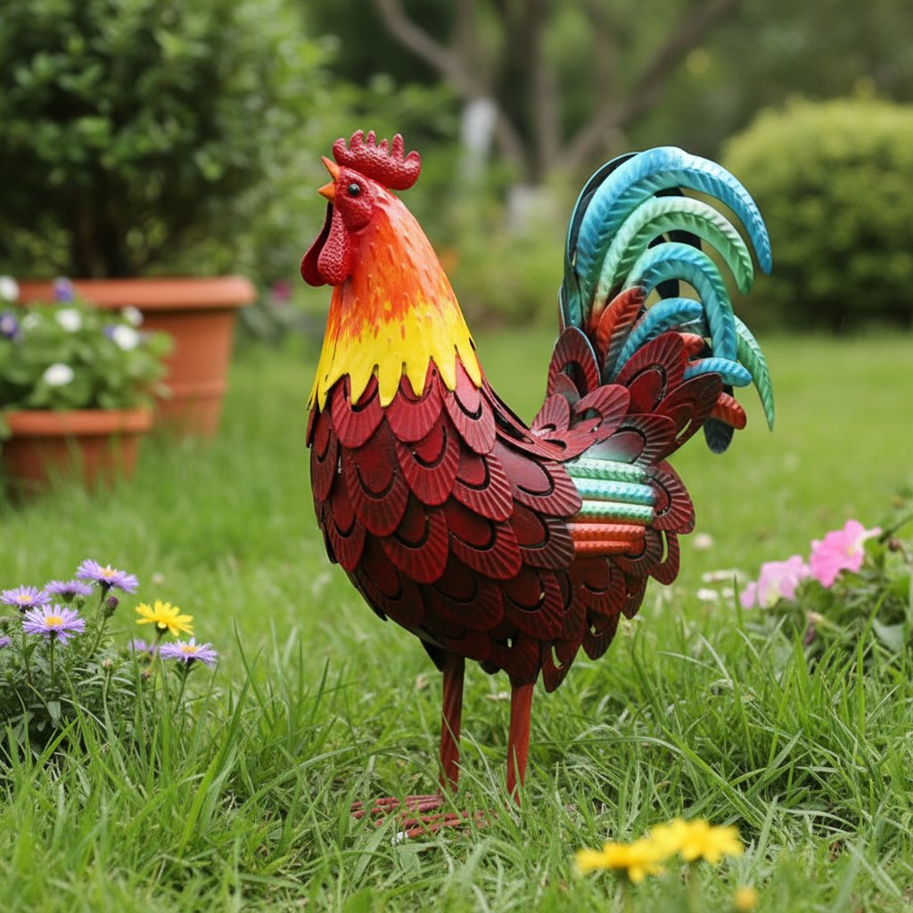 Farmyard Rooster Garden Ornament