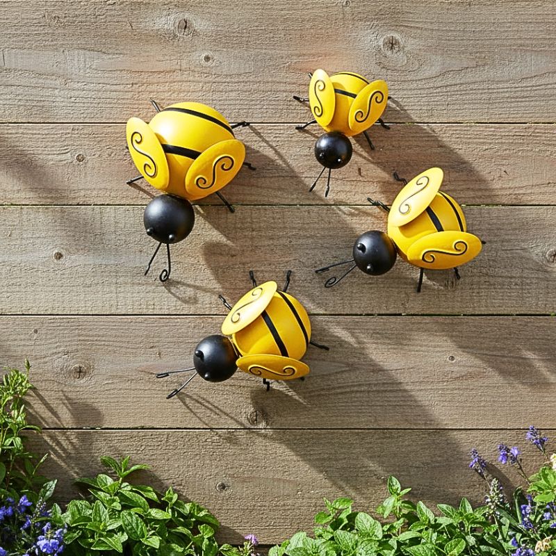 Metal Bee Garden Decor Set