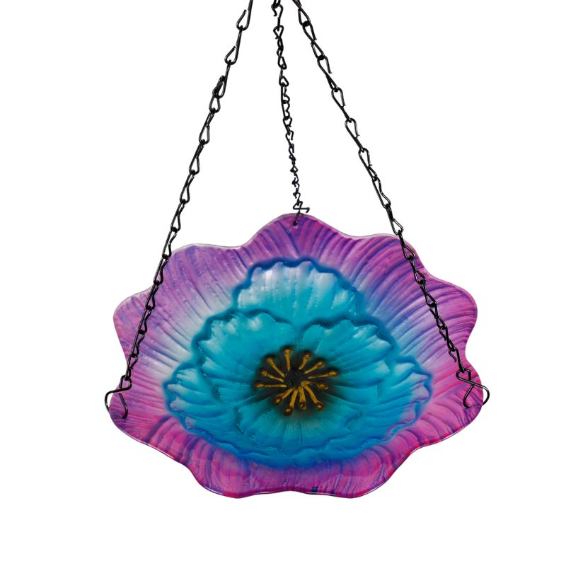 Hanging Glass Flower Bird Feeder