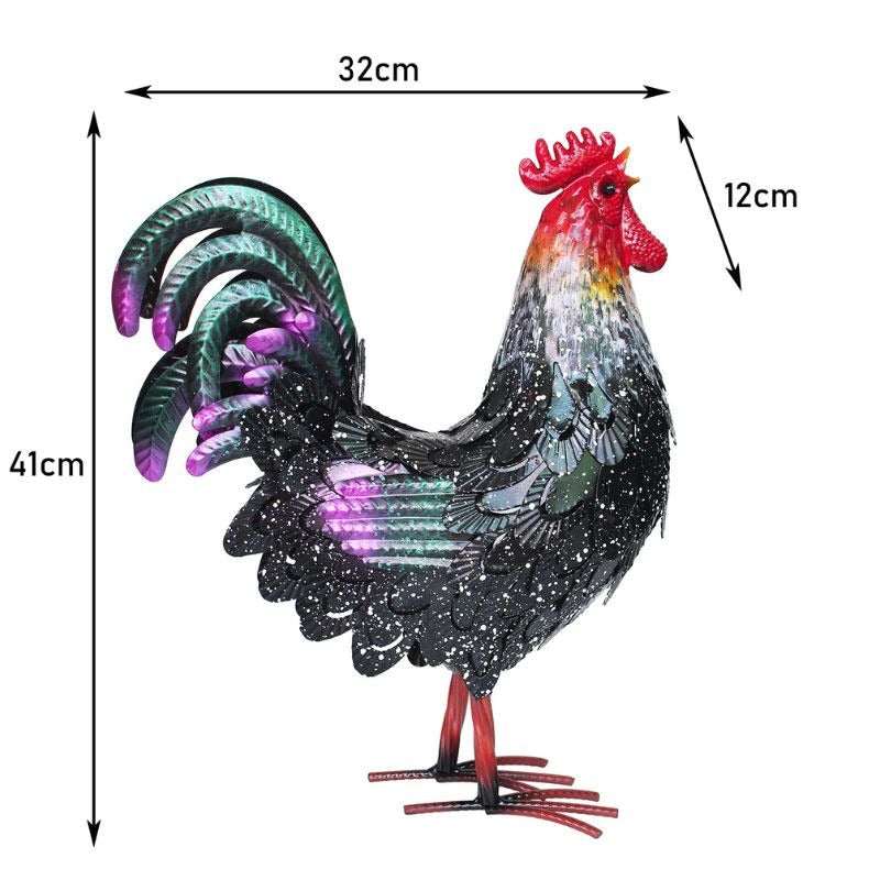 Black Metal Rooster Sculpture