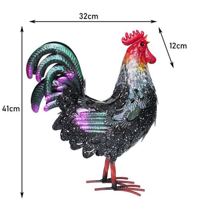 Black Metal Rooster Sculpture