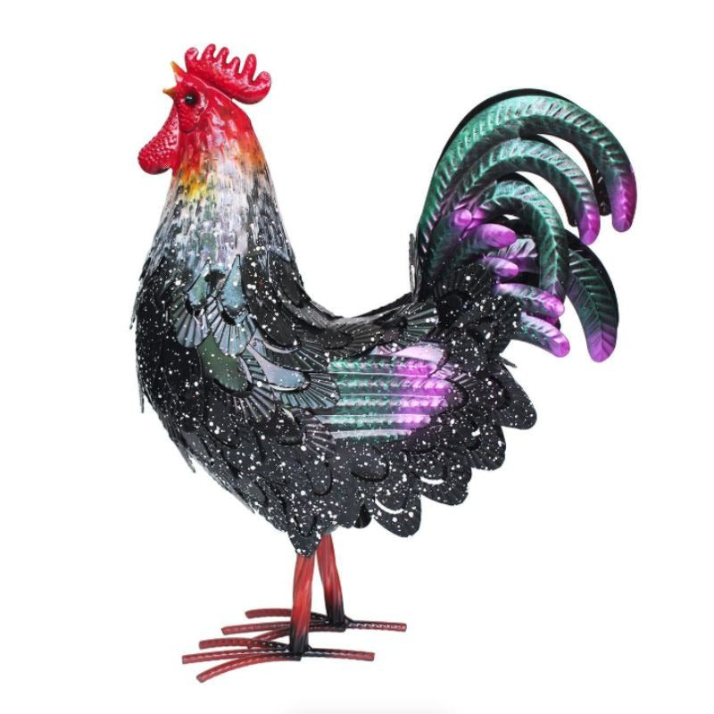 Black Metal Rooster Sculpture