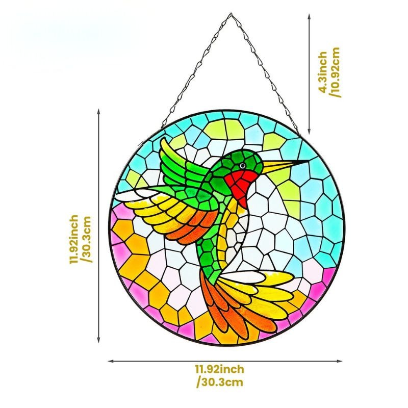 Vibrant Stained Glass Hummingbird Wall Art
