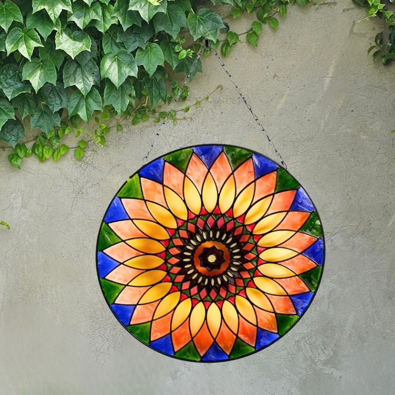 Radiant Stained Glass Sunflower Wall Art