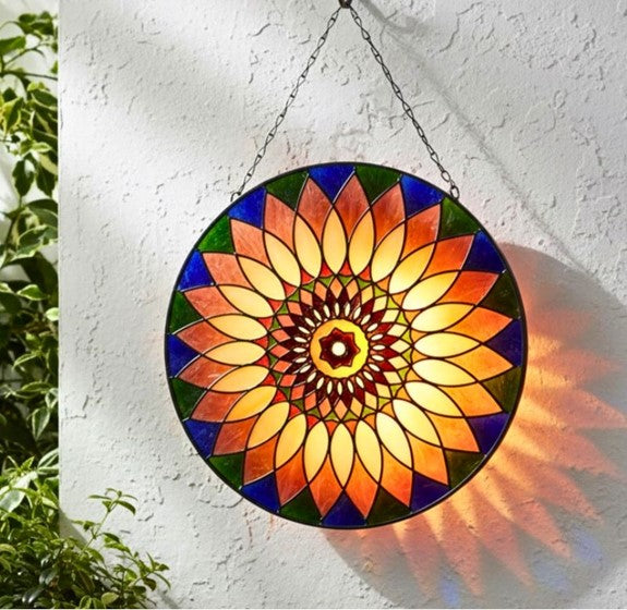 Radiant Stained Glass Sunflower Wall Art