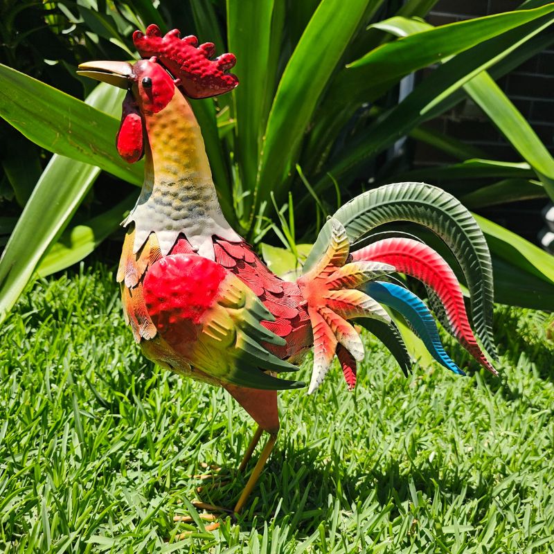 Hand-Painted Metal Rooster
