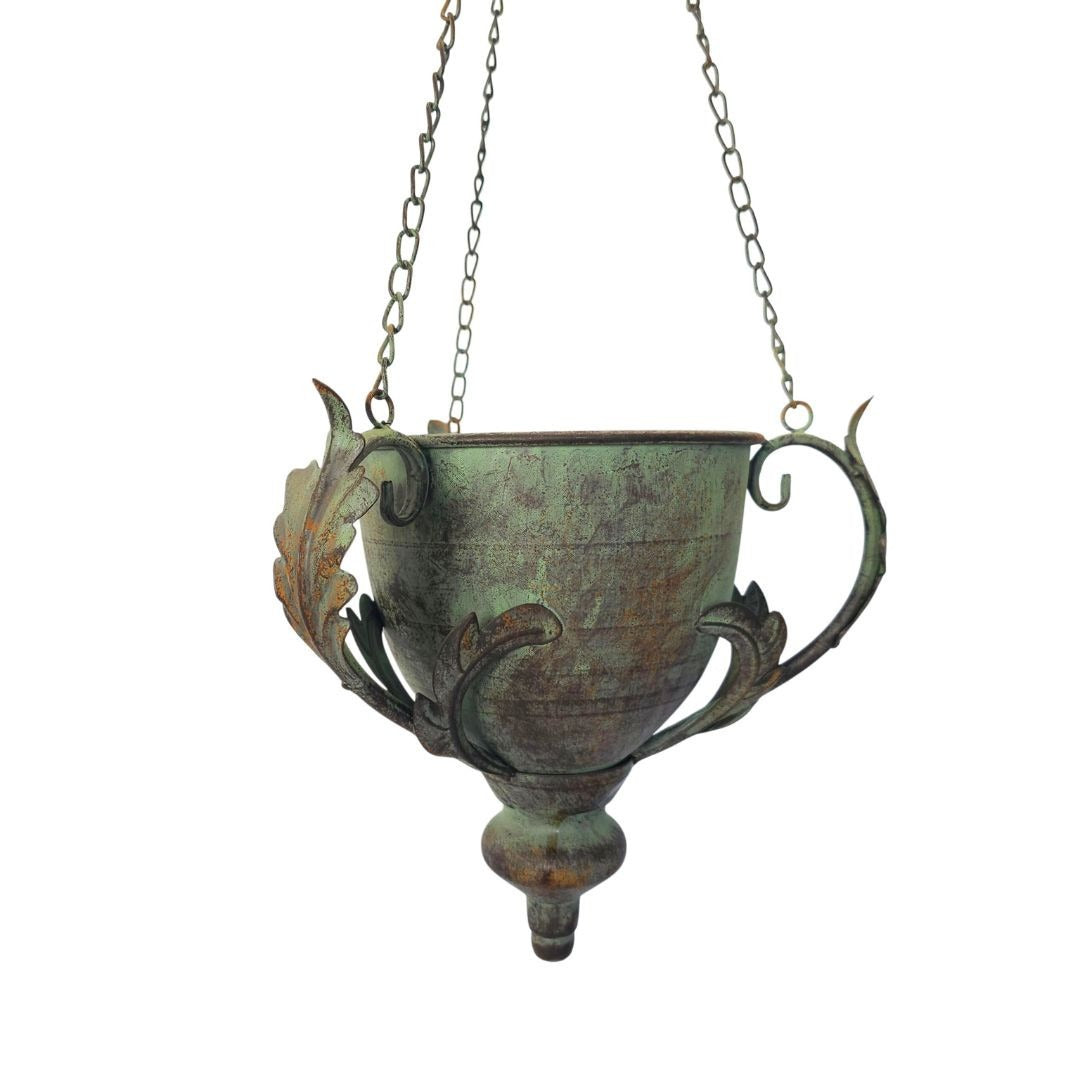 Handcrafted Metal Hanging Urn Planter