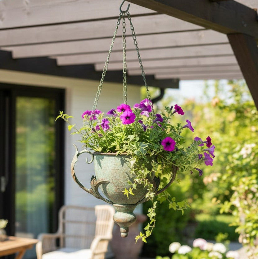 Handcrafted Metal Hanging Urn Planter