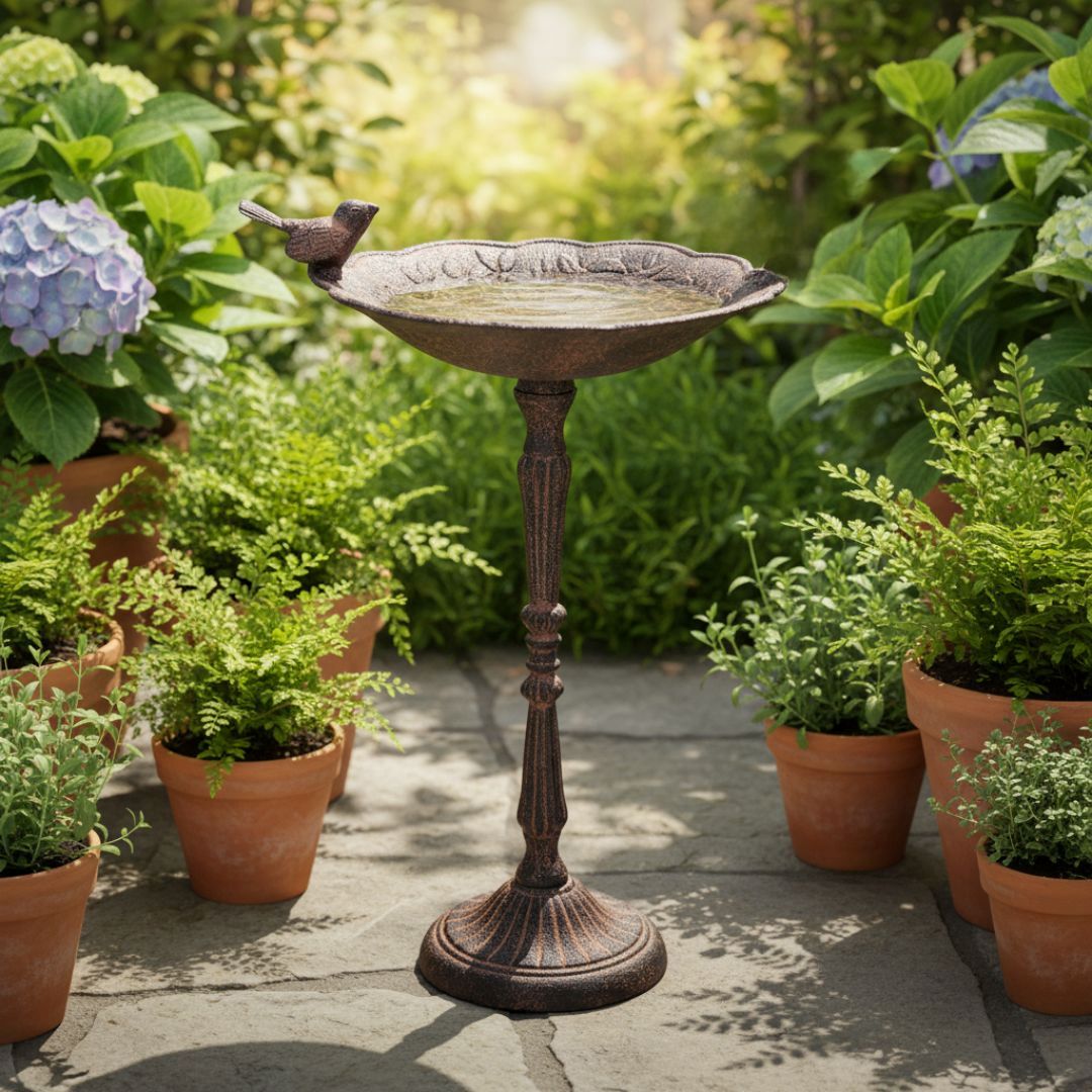 Vintage Metal Bird Bath