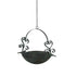 Decorative hanging bird bath with floral designs on a white background