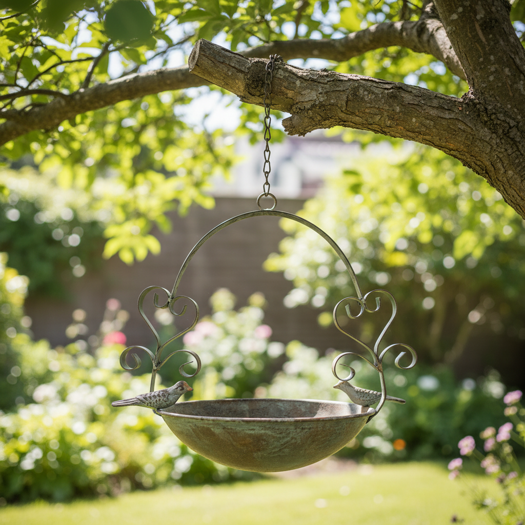 Vintage Hanging Metal Bird Feeder