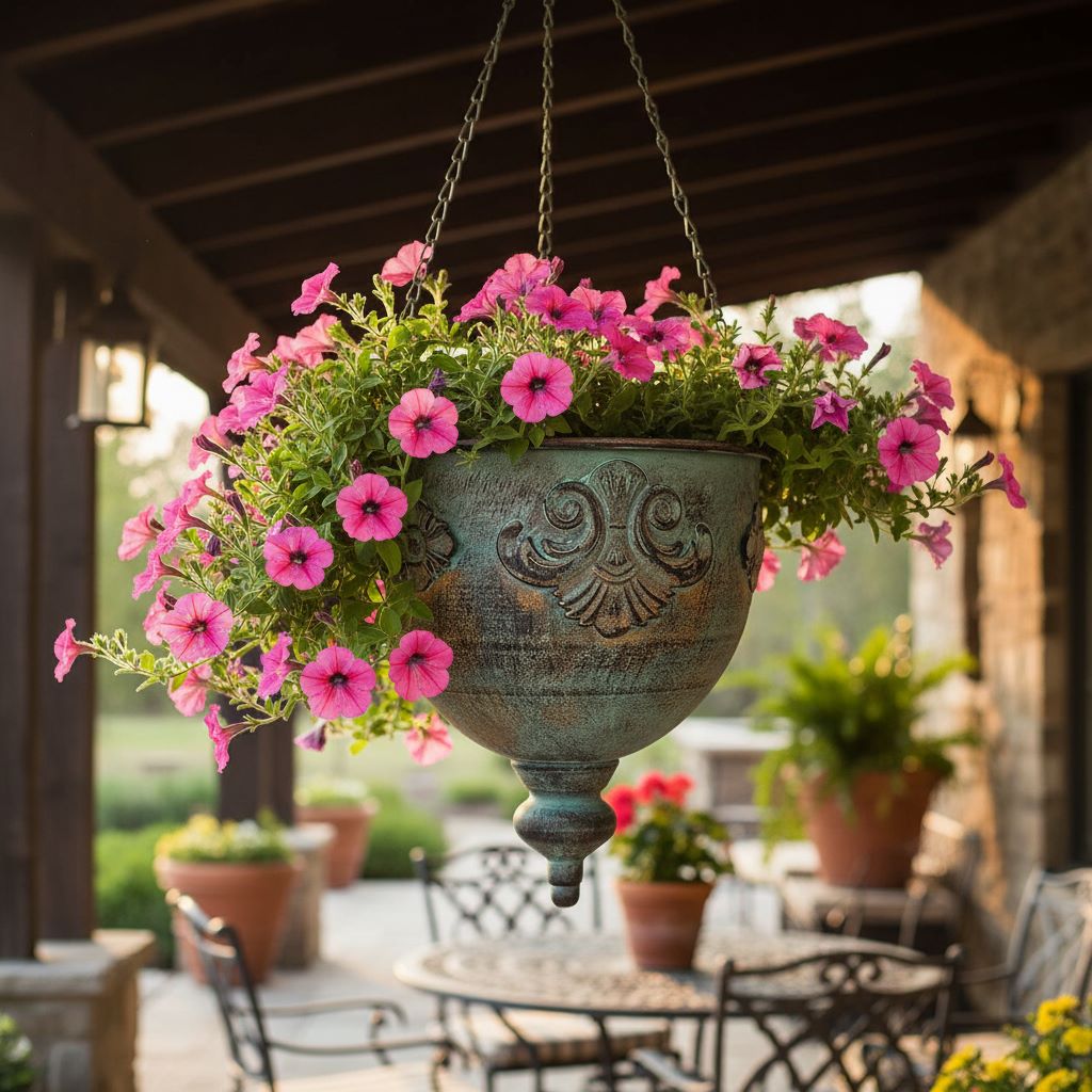 Vintage Metal Hanging Urn Planter
