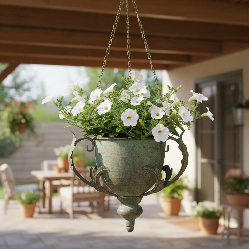 Handcrafted Metal Hanging Urn Planter