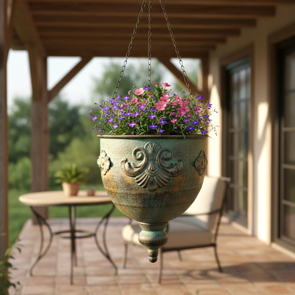 Vintage Metal Hanging Urn Planter