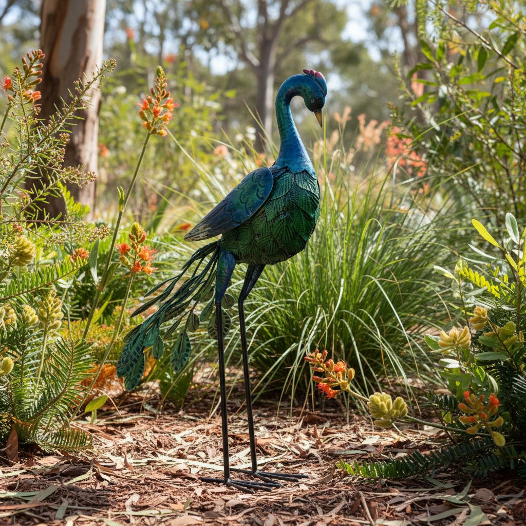 Hand-Painted Metal Peacock
