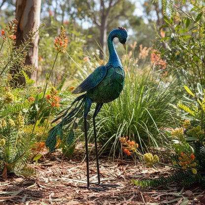 Hand-Painted Metal Peacock