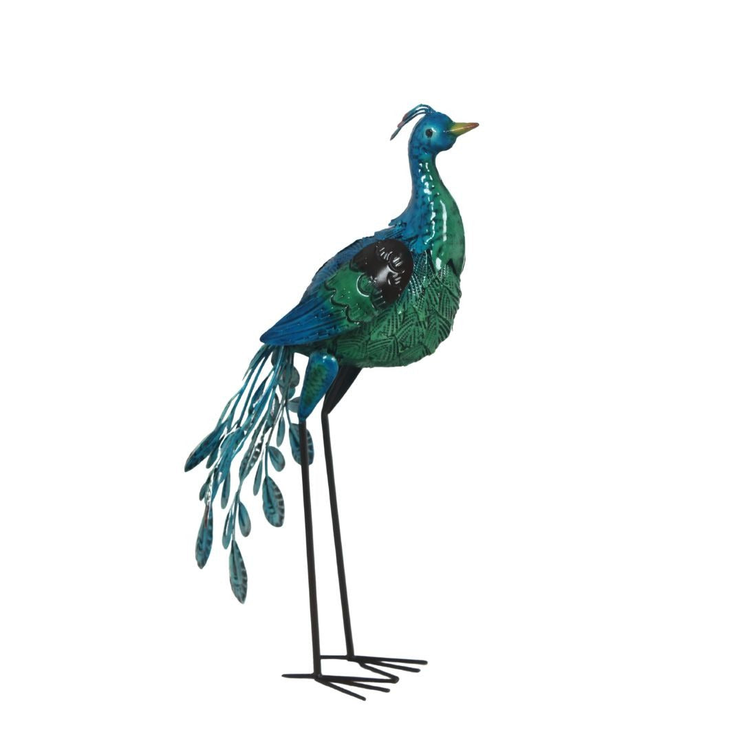 Decorative peacock sculpture on a white background