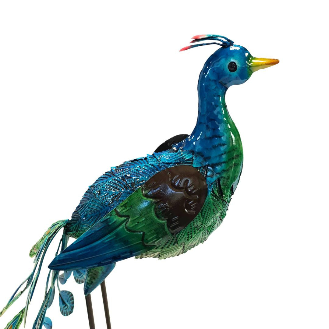 Hand-Painted Metal Peacock