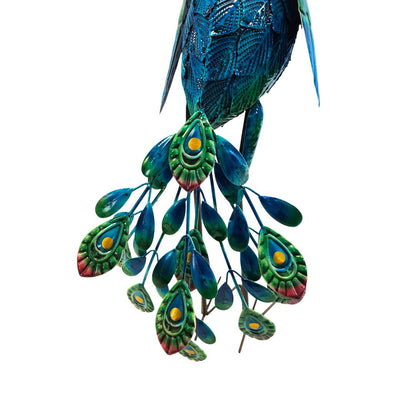 Hand-Painted Metal Peacock