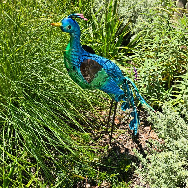 Hand-Painted Metal Peacock