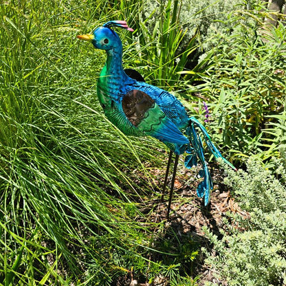 Hand-Painted Metal Peacock