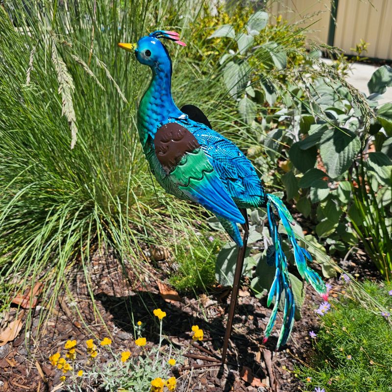 Hand-Painted Metal Peacock