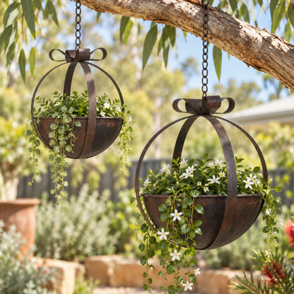 Bow &amp; Bloom Hanging Metal Bird Bath 2 pcs