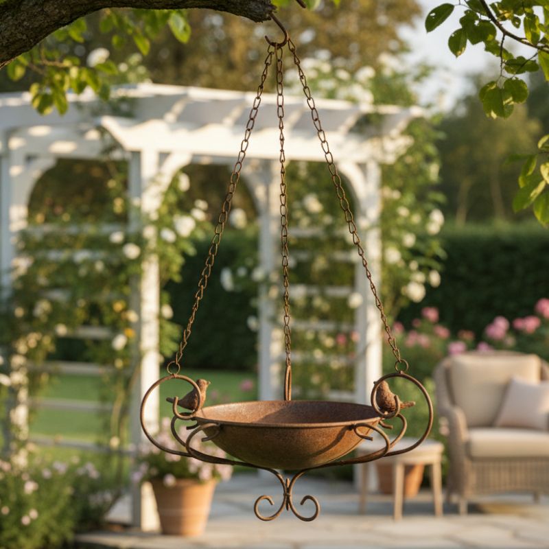 Rustic Hanging Metal Bird Feeder