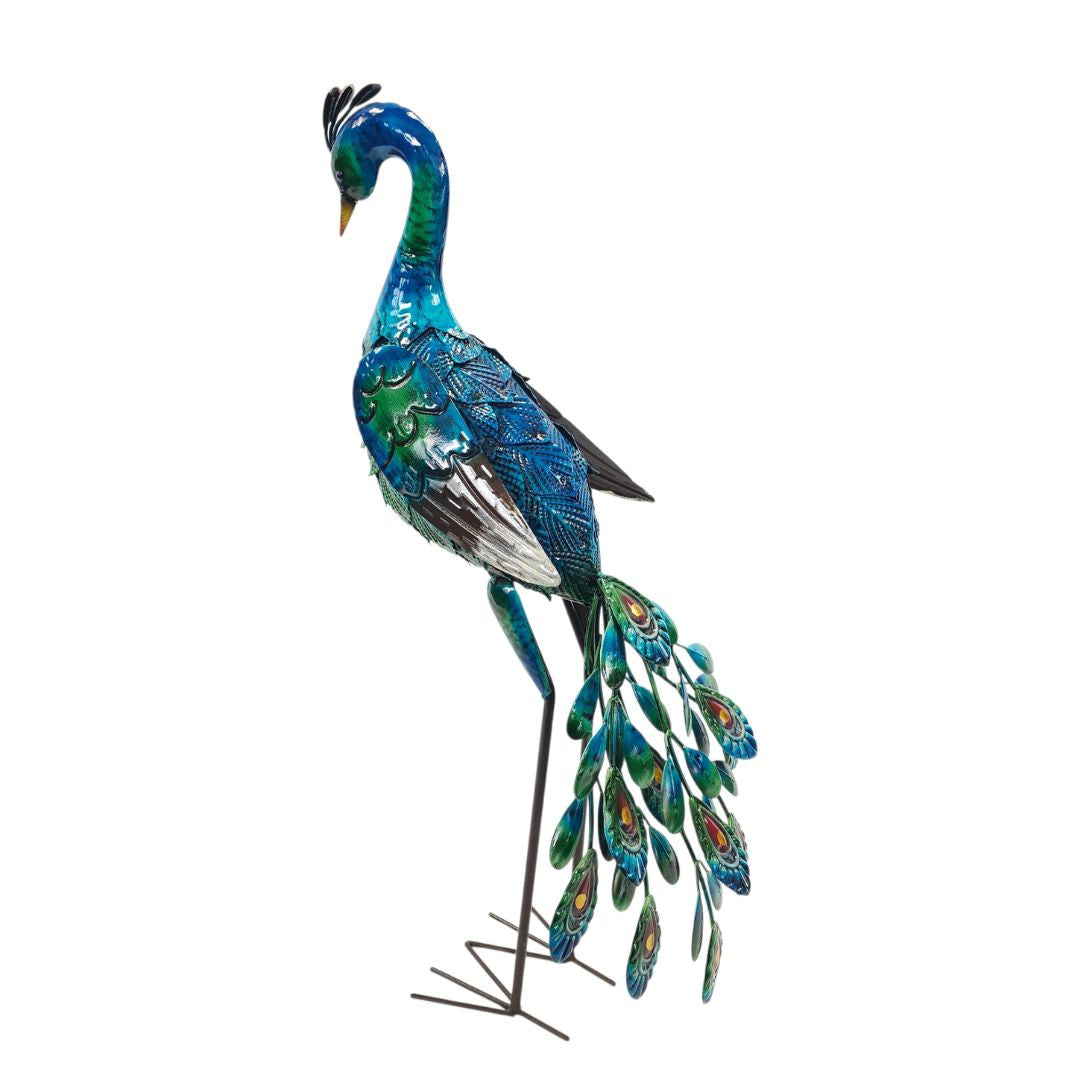 Hand-Painted Metal Peacock