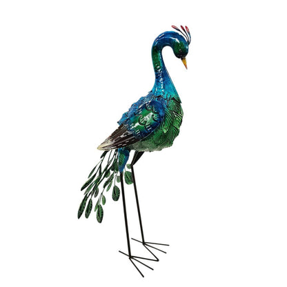 Hand-Painted Metal Peacock