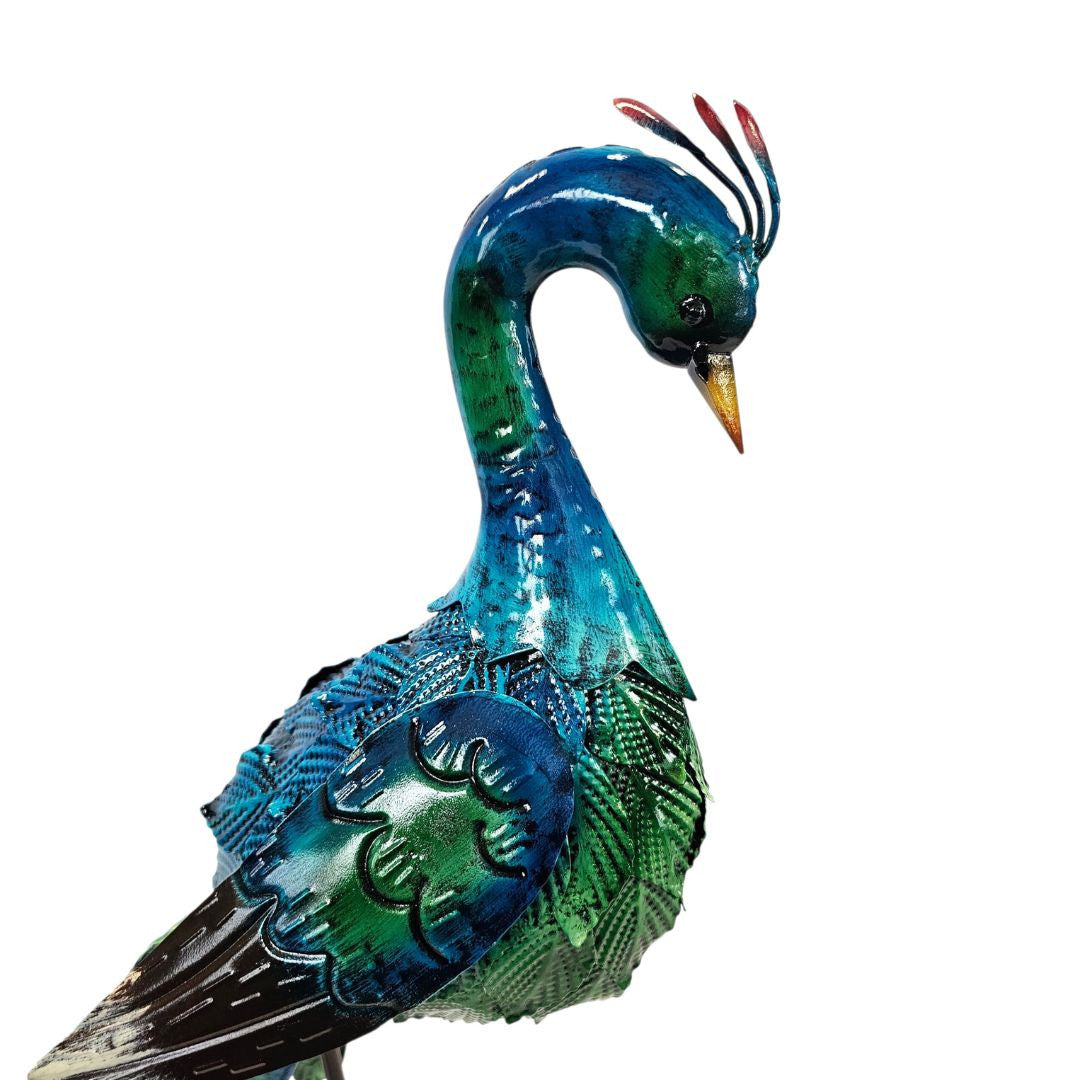 Hand-Painted Metal Peacock