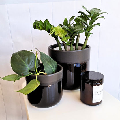 Glossy Black Ceramic Pot