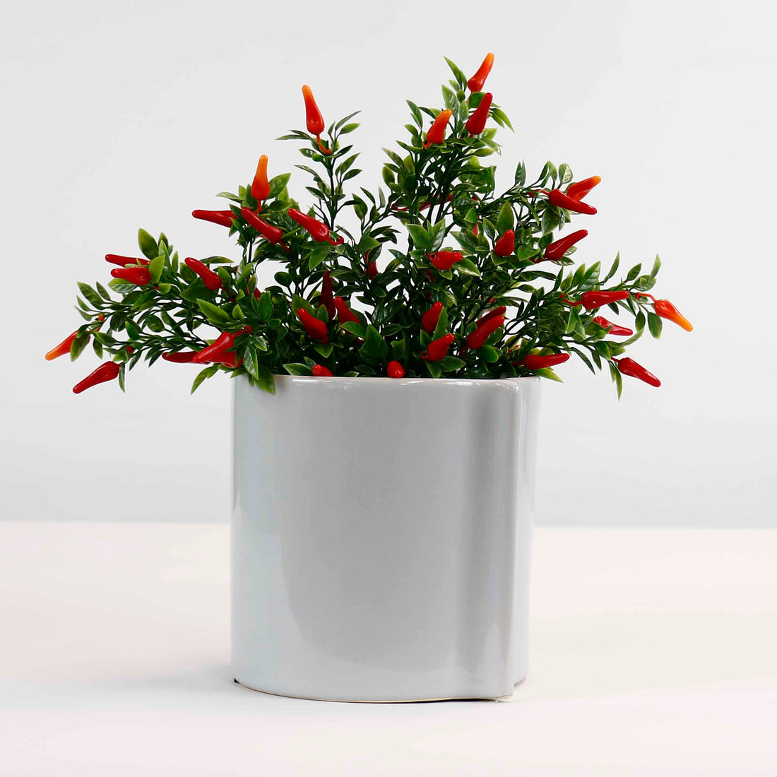 Glossy Ridge Ceramic Pot