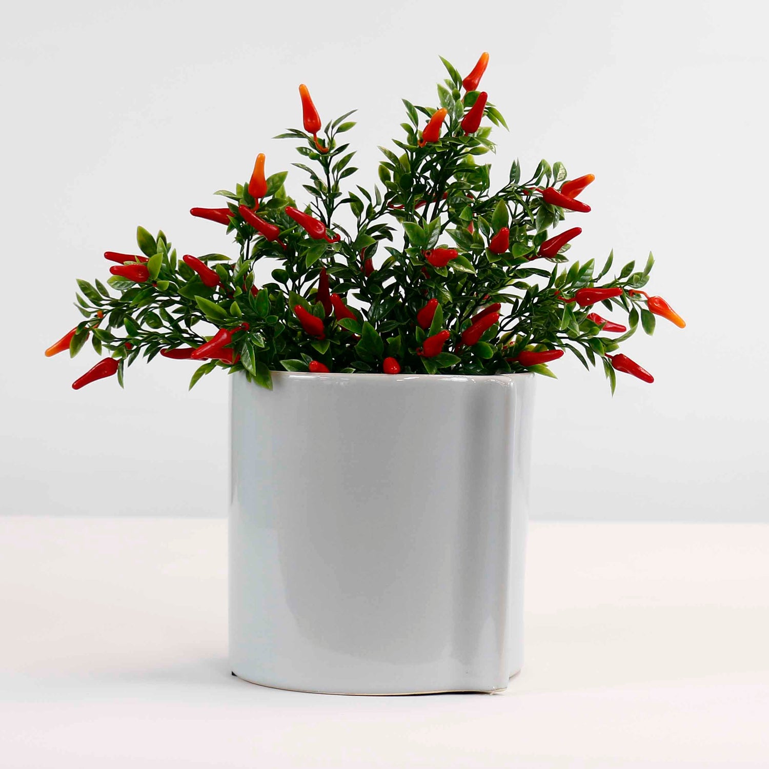 Glossy Ridge Ceramic Pot