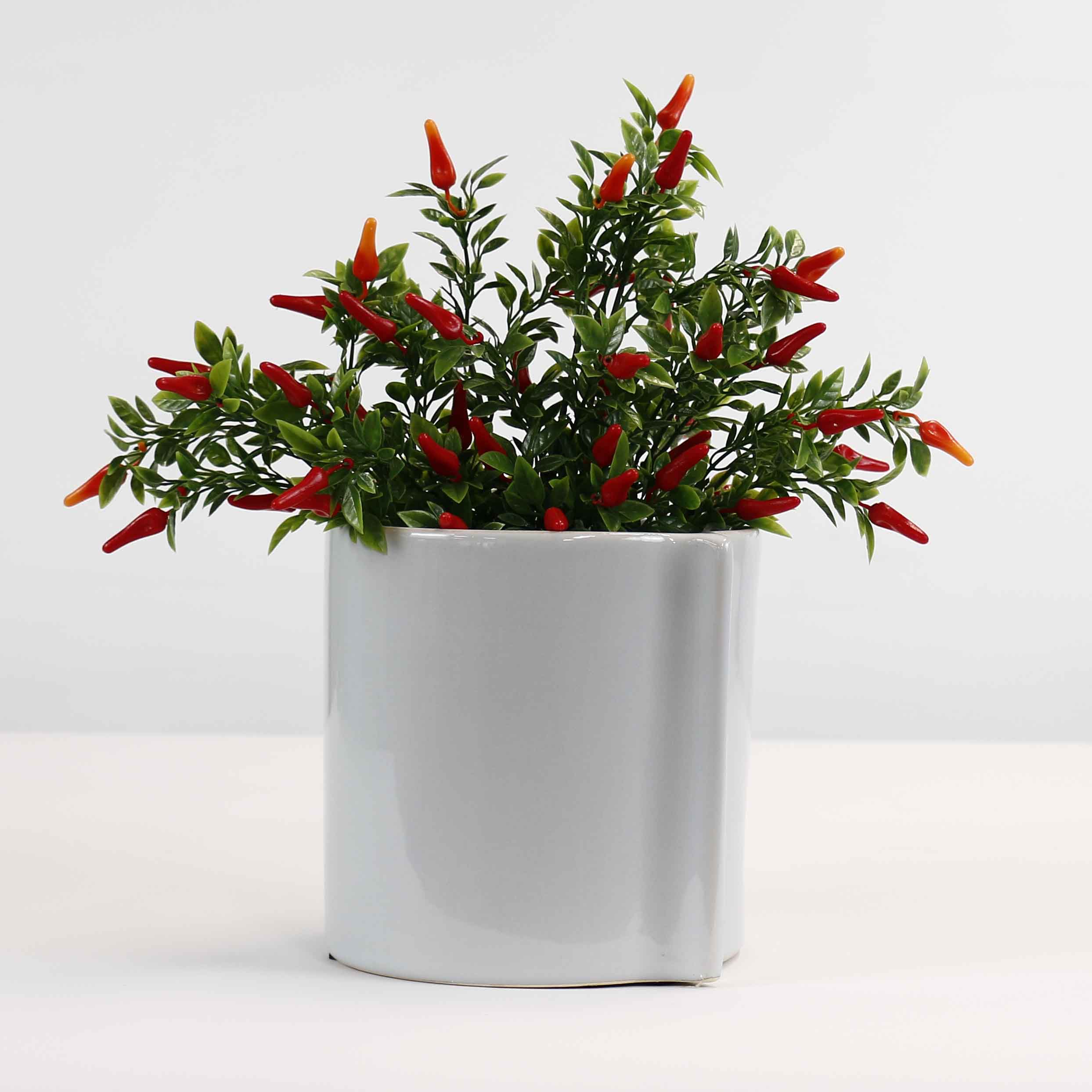 Glossy Ridge Ceramic Pot