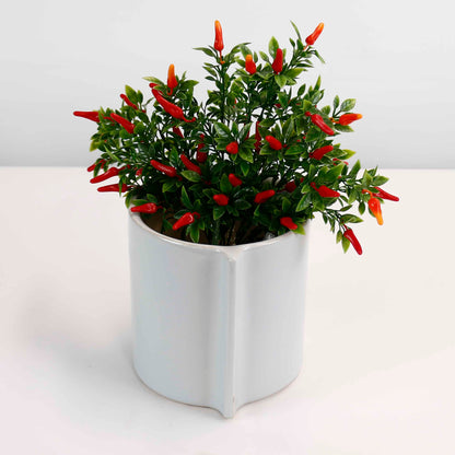 Glossy Ridge Ceramic Pot