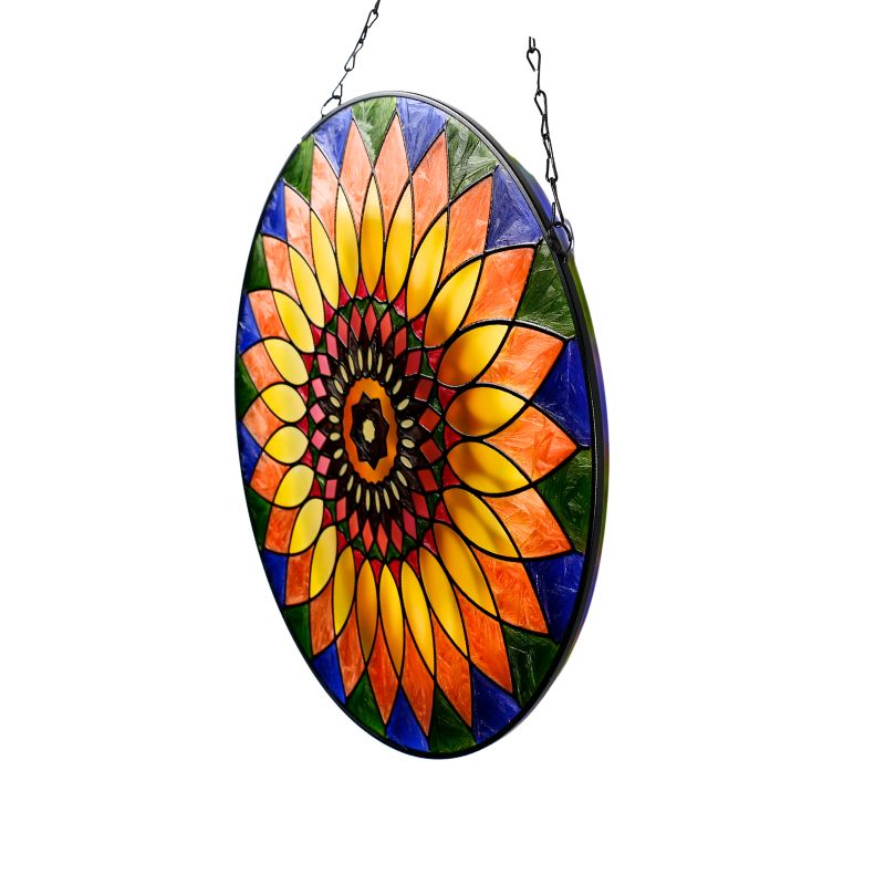 Radiant Stained Glass Sunflower Wall Art