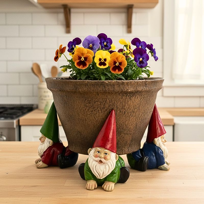 Cheerful Garden Gnome Pot Feet Set