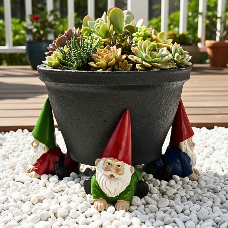 Cheerful Garden Gnome Pot Feet Planter Risers