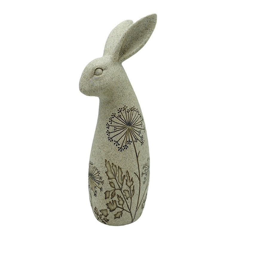 Floral Tall Meadow Rabbit Garden Ornament