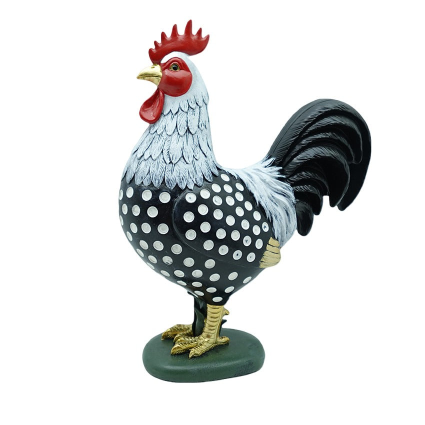 Polka Dot Proud Rooster Garden Ornament