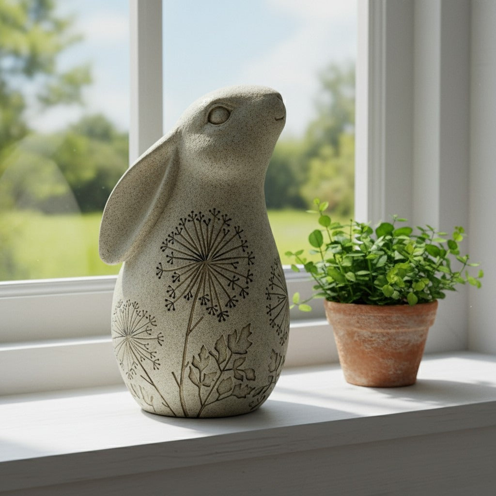 Floral Gazing Rabbit Garden Ornament