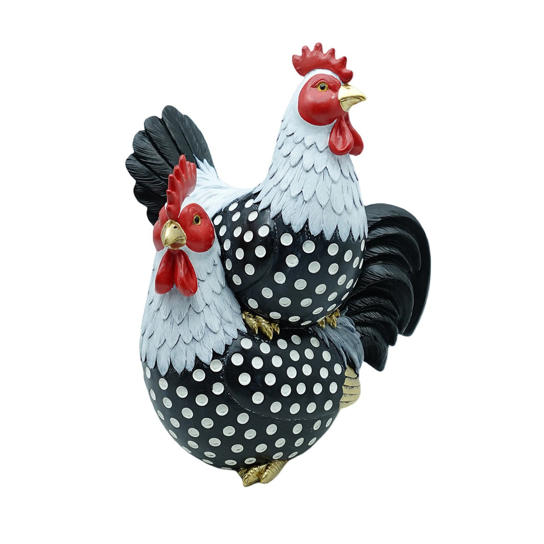 Polka Dot Rooster Mates Garden Ornament