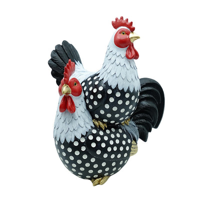 Polka Dot Rooster Mates Garden Ornament