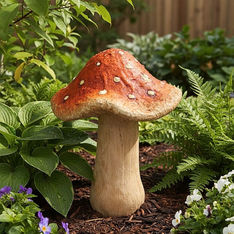 Spotted Orange Toadstool Garden Ornament
