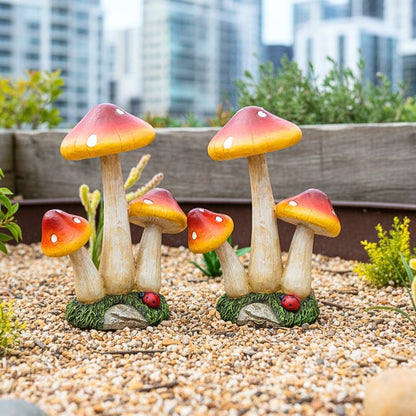 Sunrise Fairy Toadstool Garden Ornament Pair