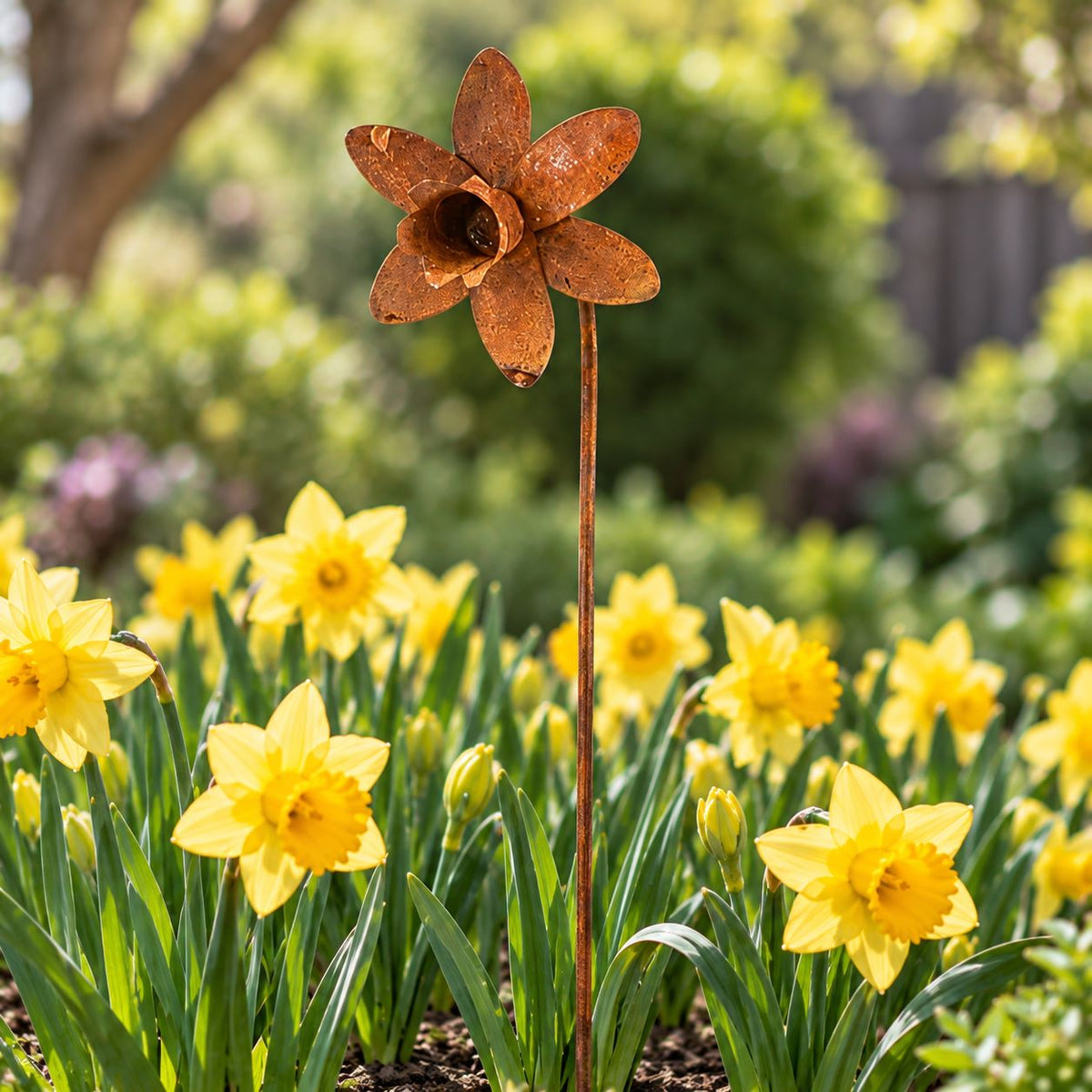 Rustic Daffodil Garden Stake Large