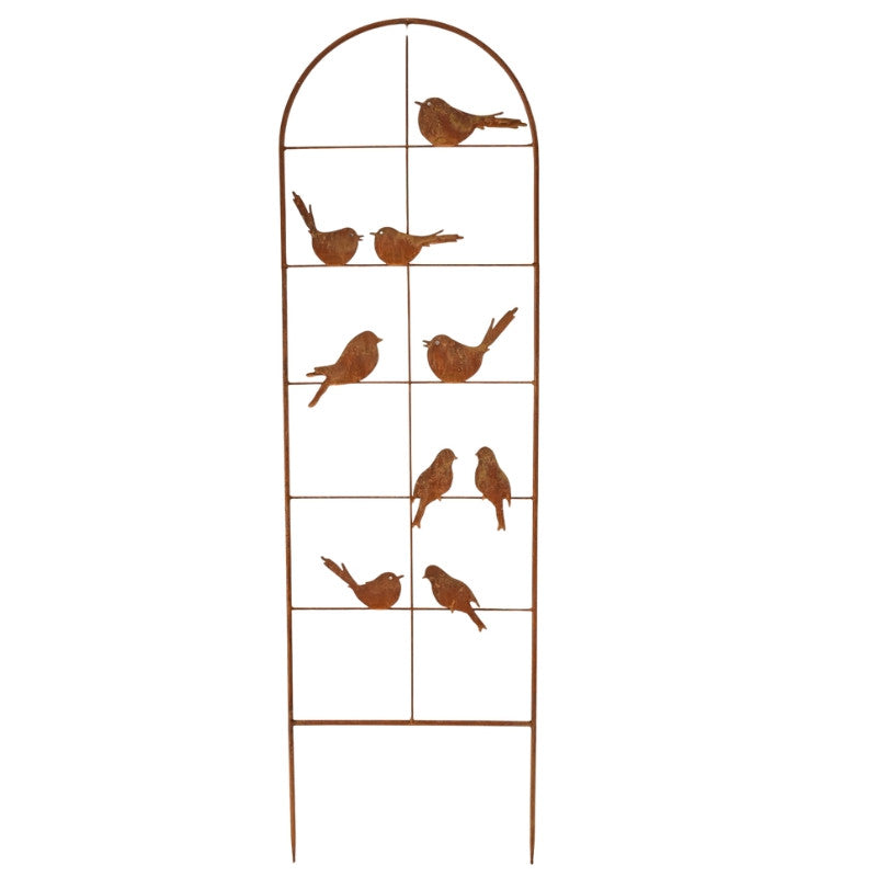 Songbird Silhouette Rustic Metal Garden Trellis