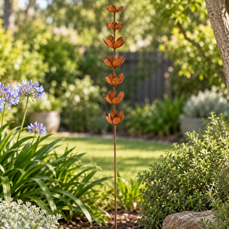 Rustic Lotus Stem Garden Stake